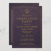 Abschluss der Juristischen Fakultät Foto lila Gold Einladung (Vorne/Hinten)