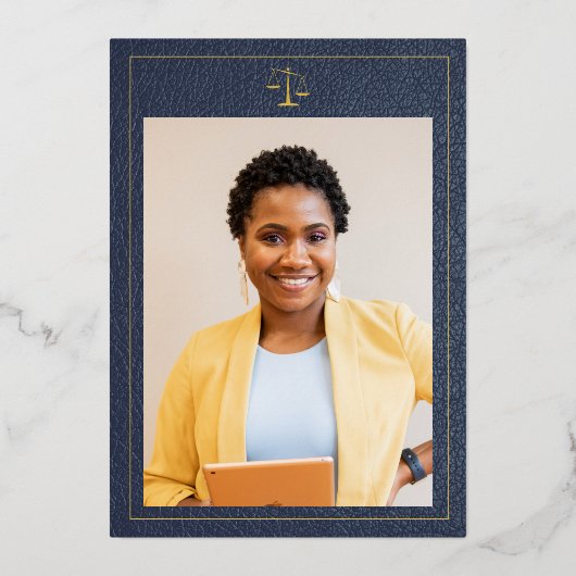 Abschluss der Juristischen Fakultät Gold Glitzer e Folieneinladung (Rückseite)