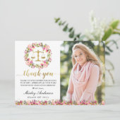 Abschluss der Juristischen Fakultät Pink Gold Flor Dankeskarte (Stehend Vorderseite)