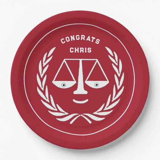 Abschluss der Juristischen Fakultät Rotes Papier T Pappteller (Vorderseite)