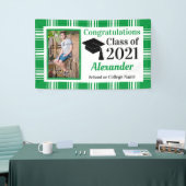 Abschluss der Kariert School Colors of Green White Banner (Messeveranstaltung)