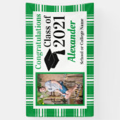 Abschluss der Kariert School Colors of Green White Banner (Vertikal)