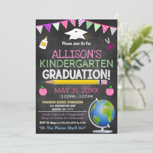 Abschluss der Kinder - Einladung (Stehend Vorderseite)