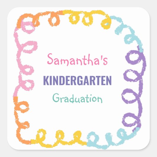 Abschluss der Kindergartenschule Quadratischer Aufkleber (Vorderseite)