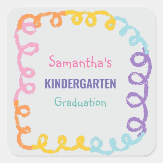 Abschluss der Kindergartenschule Quadratischer Aufkleber (Vorderseite)
