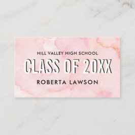 Abschluss der Klasse Watercolor rosa Name Sozialze Visitenkarte
