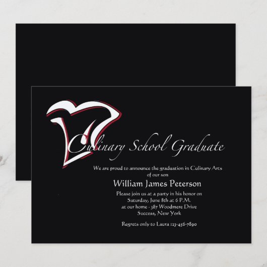 Abschluss der Kochschule Einladung (Vorne/Hinten)