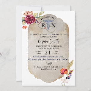 Abschluss der Krankenpflege Blumencotattage Party Einladung