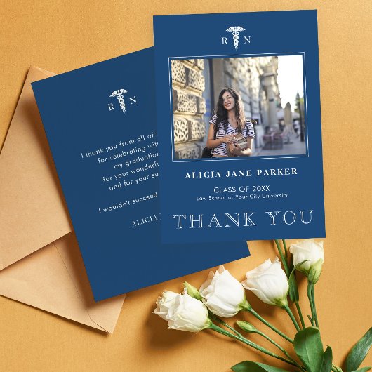 Abschluss der Krankenpflege, einfach modernes Foto Dankeskarte