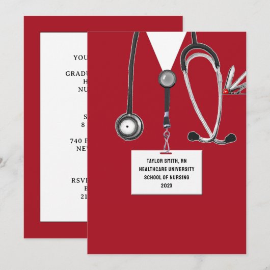 Abschluss der Krankenpflege Einladung (Vorne/Hinten)