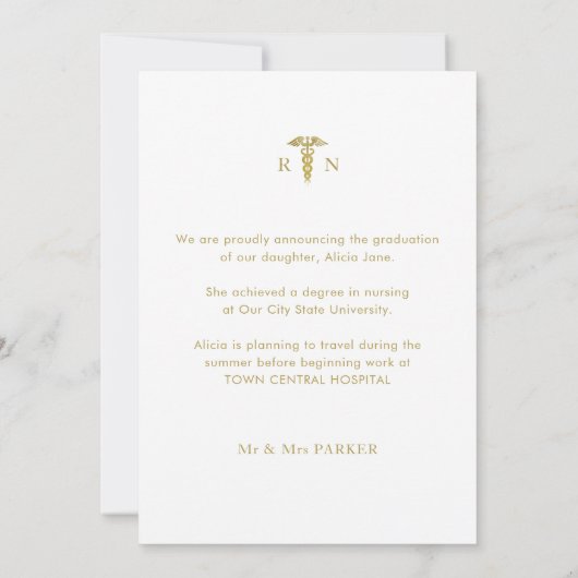 Abschluss der Krankenpflege Foto Gold Glitzer (Rückseite)