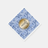 Abschluss der Krankenpflege Gold Caduceus Serviette (Ecke)