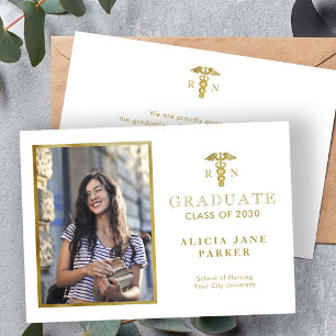 Abschluss der Krankenpflege Gold elegantes Foto Ankündigung