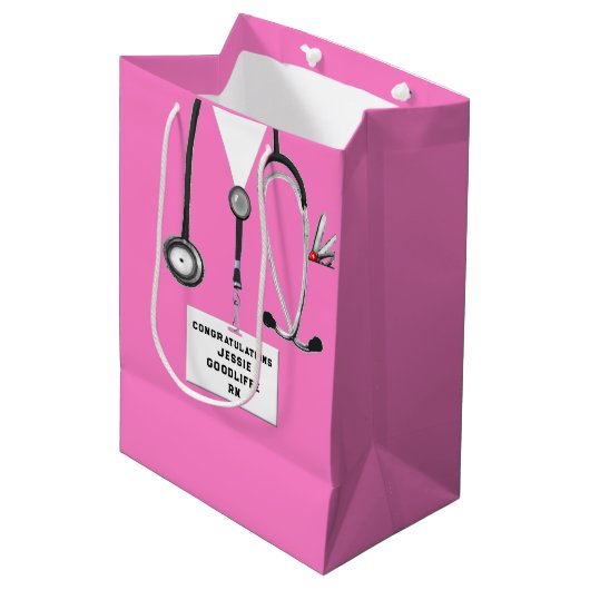 Abschluss der Krankenpflege Mittlere Geschenktüte (Vorderseite Schrägansicht)