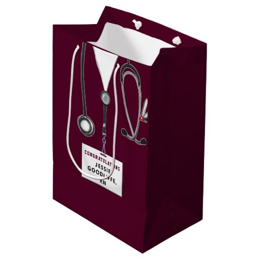 Abschluss der Krankenpflege Mittlere Geschenktüte (Vorderseite Schrägansicht)