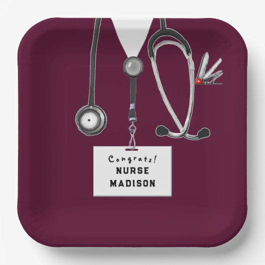 Abschluss der Krankenpflege Pappteller (Vorderseite)