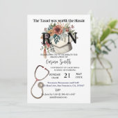 Abschluss der Krankenpflege Vintag Boho Floral Einladung (Stehend Vorderseite)