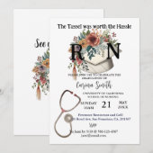 Abschluss der Krankenpflege Vintag Boho Floral Einladung (Vorne/Hinten)