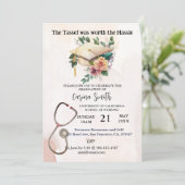 Abschluss der Krankenpflege Vintag Boho Floral Einladung (Stehend Vorderseite)