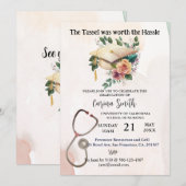 Abschluss der Krankenpflege Vintag Boho Floral Einladung (Vorne/Hinten)