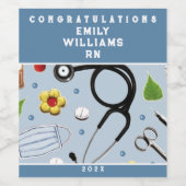 Abschluss der Krankenpflege Weinetikett (Einzelnes Label)