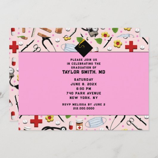 Abschluss der Krankenpflegerschule Einladung (Vorne/Hinten)