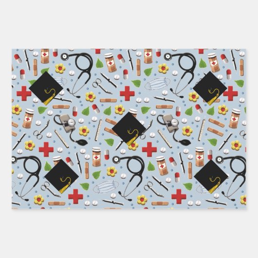 Abschluss der Krankenpflegerschule Geschenkpapier Set (Vorderseite)