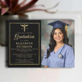 Abschluss der Krankenschwester Caduceum Gold-Rahme Einladung