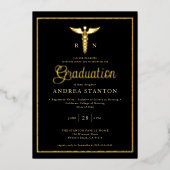 Abschluss der Krankenschwester Frame Caduceum Mode Folieneinladung (Vorderseite)