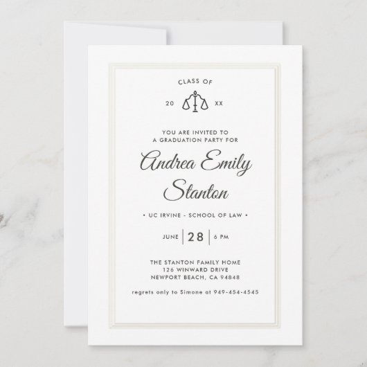 Abschluss der Law School - Ein perfektes Wochenend Einladung (Vorderseite)