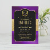 Abschluss der Law School Gold & Lila Future Anwält Einladung (Stehend Vorderseite)