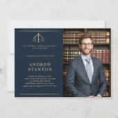 Abschluss der Law School Scales Foto Moderne Marin Einladung (Vorderseite)