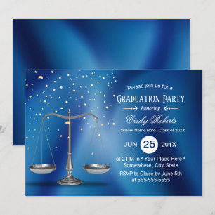 Abschluss der Law School Silver Scales Navy Blue Einladung