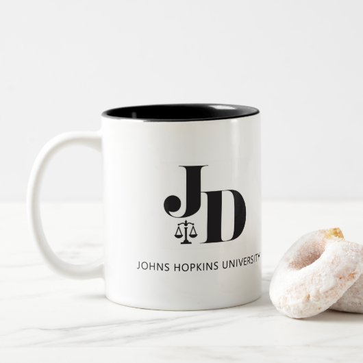 Abschluss der Law School Zweifarbige Tasse (Mit Donut)