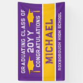 Abschluss der lila und gelben Goldschulen Banner (Vertikal)