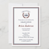Abschluss der Maroon Justice Wreath Law School Einladung (Vorderseite)