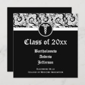 Abschluss der Medizin der Schwarzen und Weißen Cad Einladung (Vorne/Hinten)