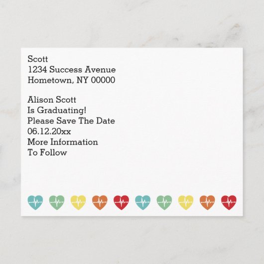 Abschluss der medizinischen Krankenpflege Save the Ankündigungspostkarte (Rückseite)