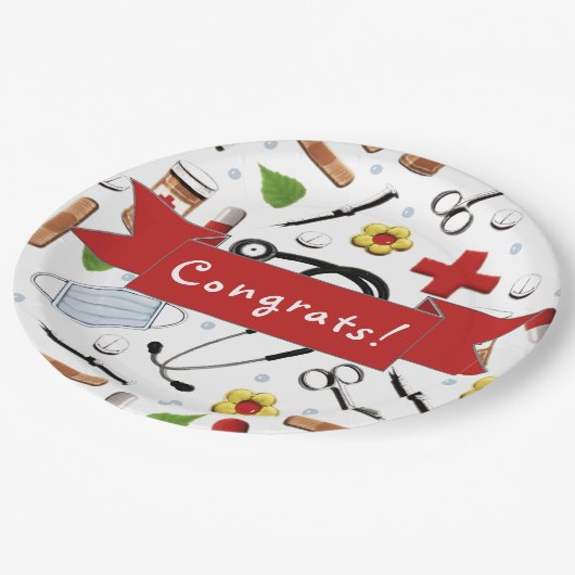 Abschluss der Medizinschule Pappteller (Schrägansicht)