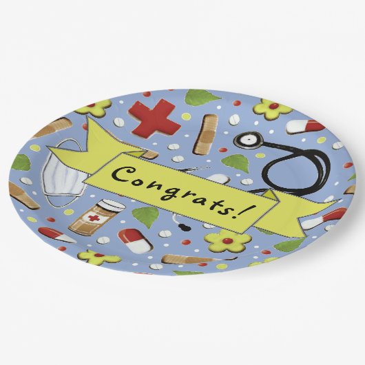 Abschluss der Medizinschule Pappteller (Schrägansicht)