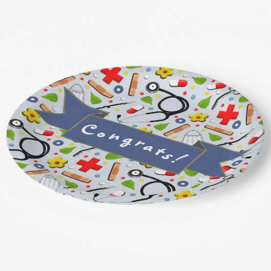 Abschluss der Medizinschule Pappteller (Schrägansicht)