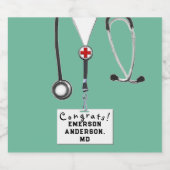 Abschluss der Medizinschule Schaumweinetikett (Einzelnes Label)