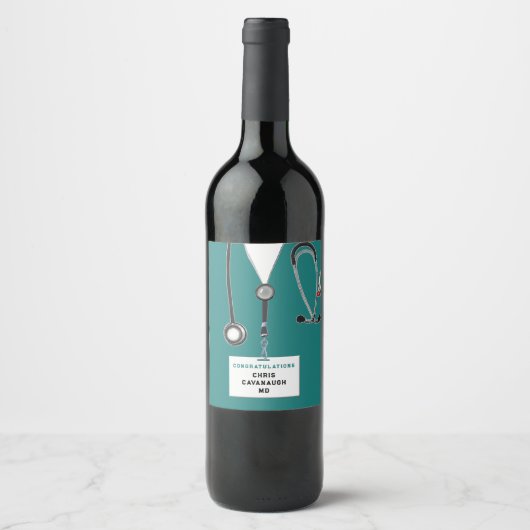 Abschluss der Medizinschule Weinetikett (Vorderseite)