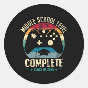 Abschluss der Mittelschule - Vollständiger Gamer C Runder Aufkleber