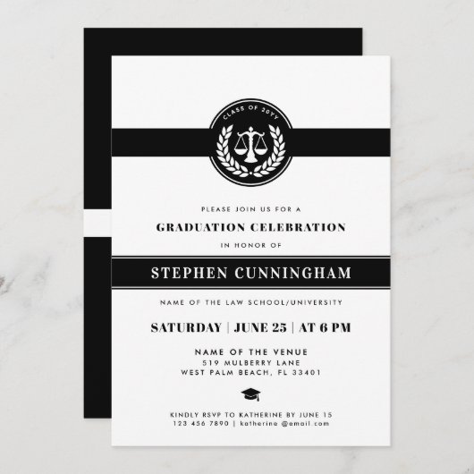 Abschluss der modernen Jurastelle Einladung (Vorne/Hinten)