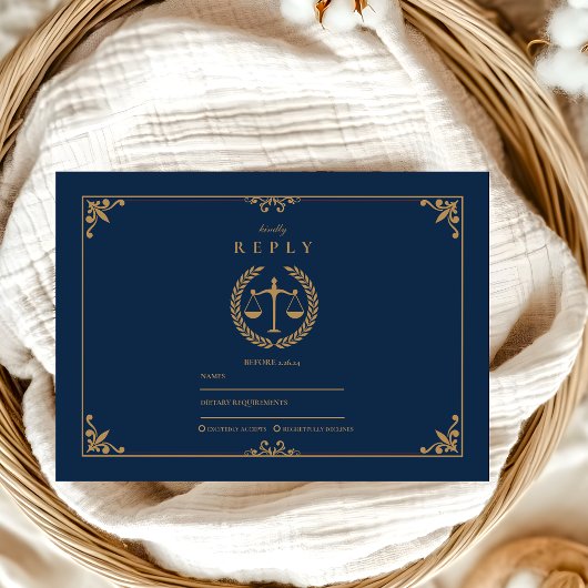 Abschluss der Navy Gold EleganLaw School RSVP Karte