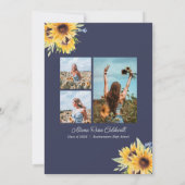 Abschluss der Navy und der Gelben Sonnenblumen Ein Einladung (Rückseite)