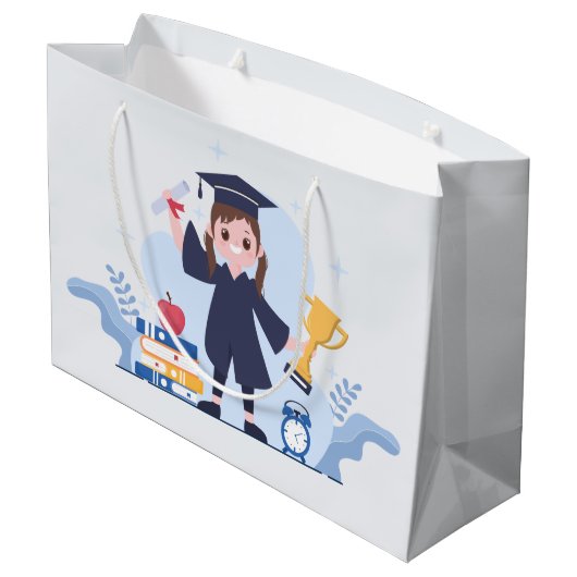 Abschluss der niedlichen Klasse im Jahr Große Geschenktüte (Rückseite Schrägansicht)