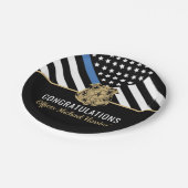 Abschluss der Polizeiakademie - Blauer Lauf Pappteller (Schrägansicht)