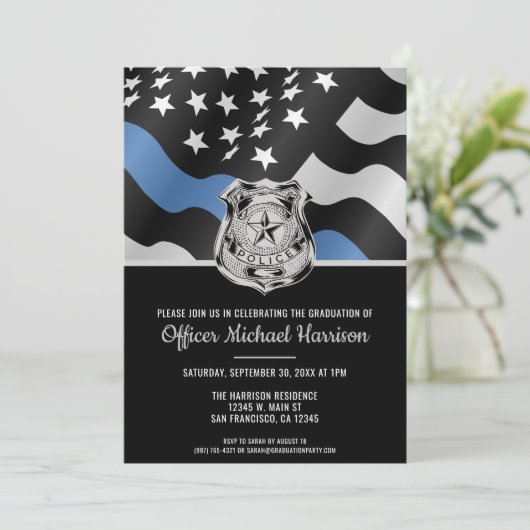 Abschluss der Polizeiakademie für Strafverfolgung Einladung (Stehend Vorderseite)